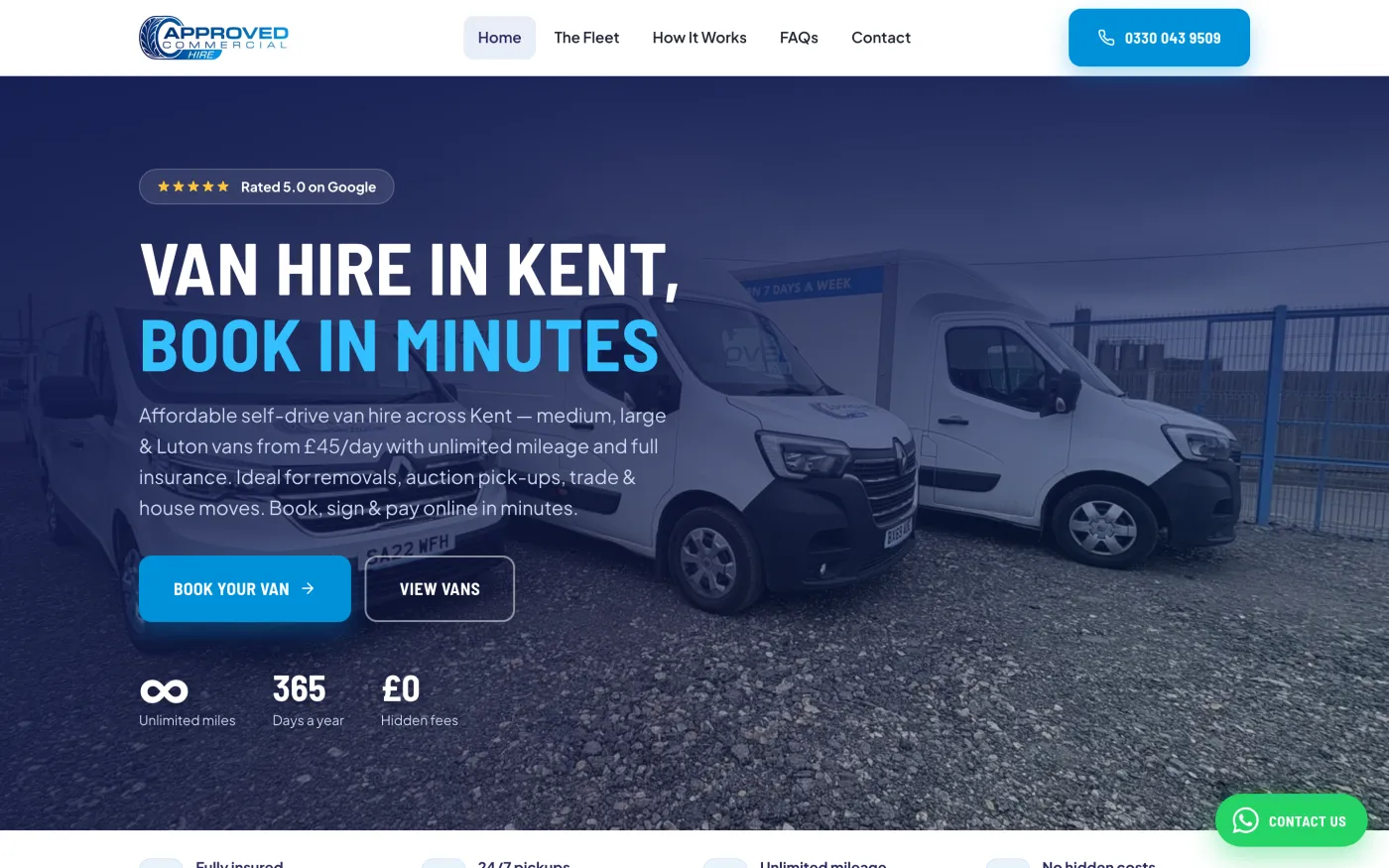 Approved Car and Commercial website on desktop