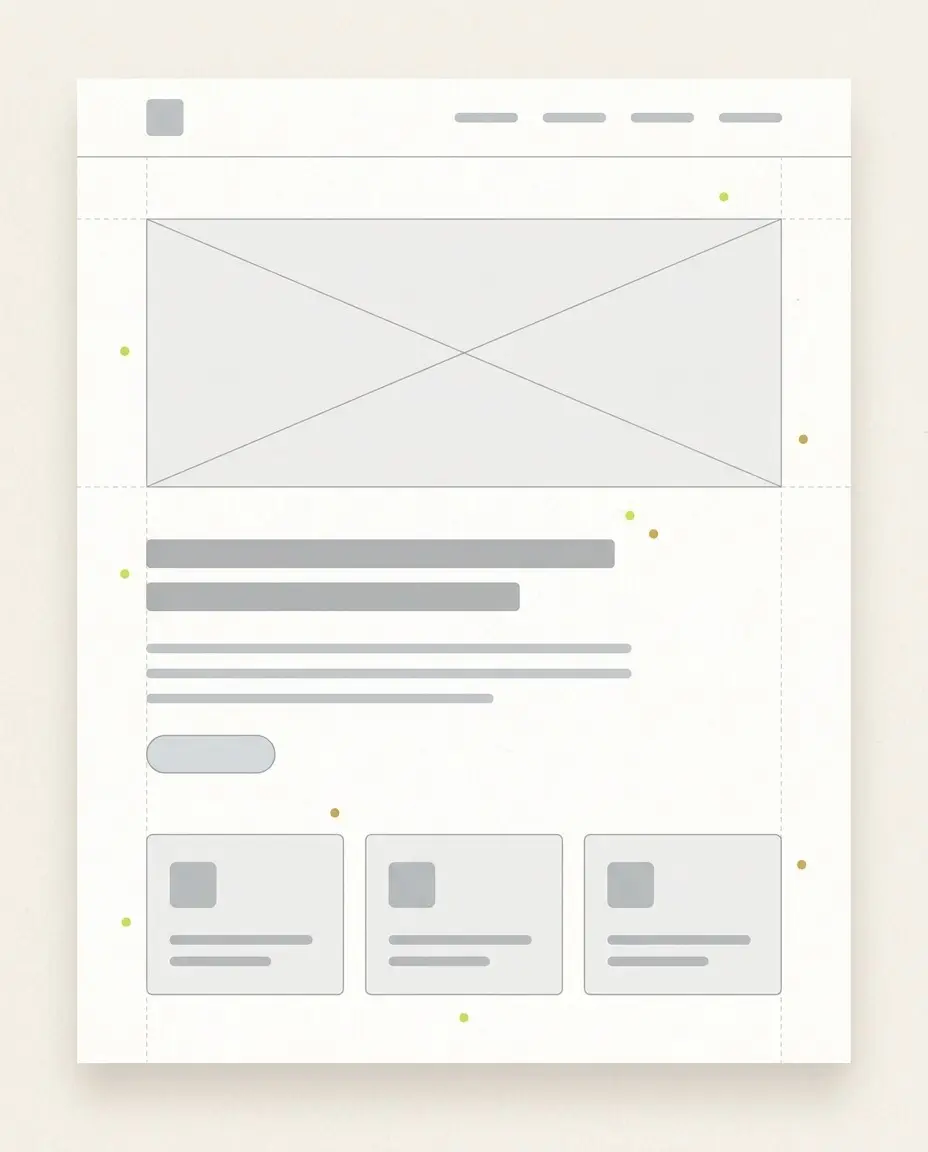 A website wireframe layout for a Kent small business