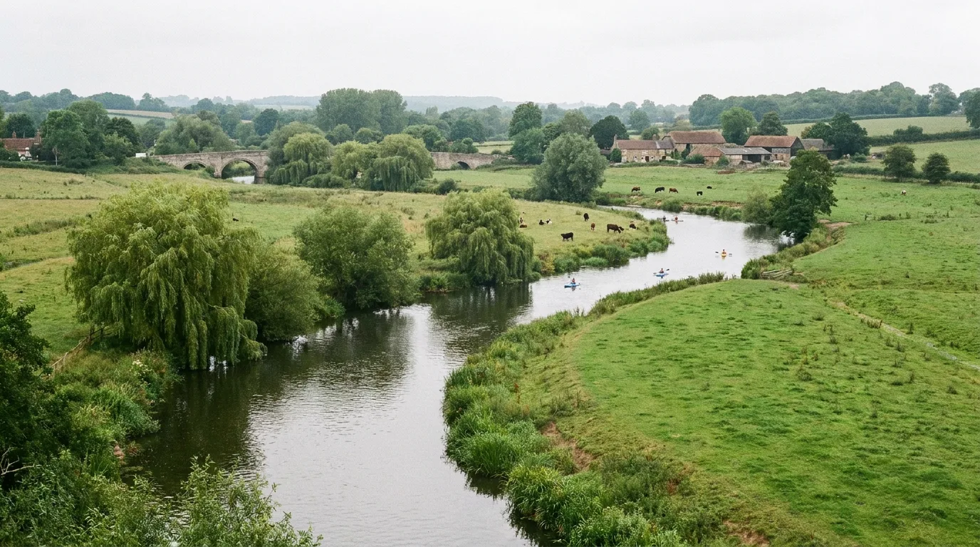 The River Medway winding through green Kent countryside near Tonbridge