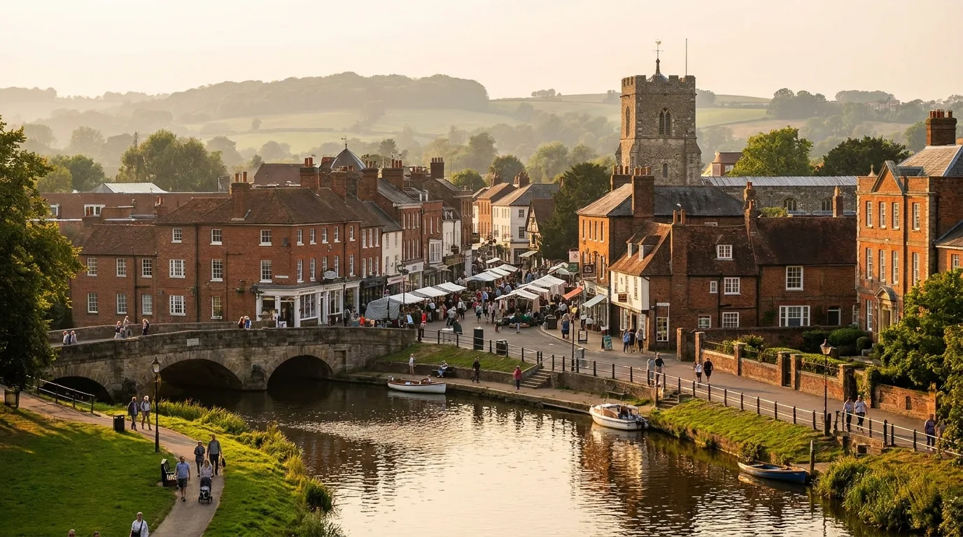 A Kent market town on the River Medway, near Maidstone
