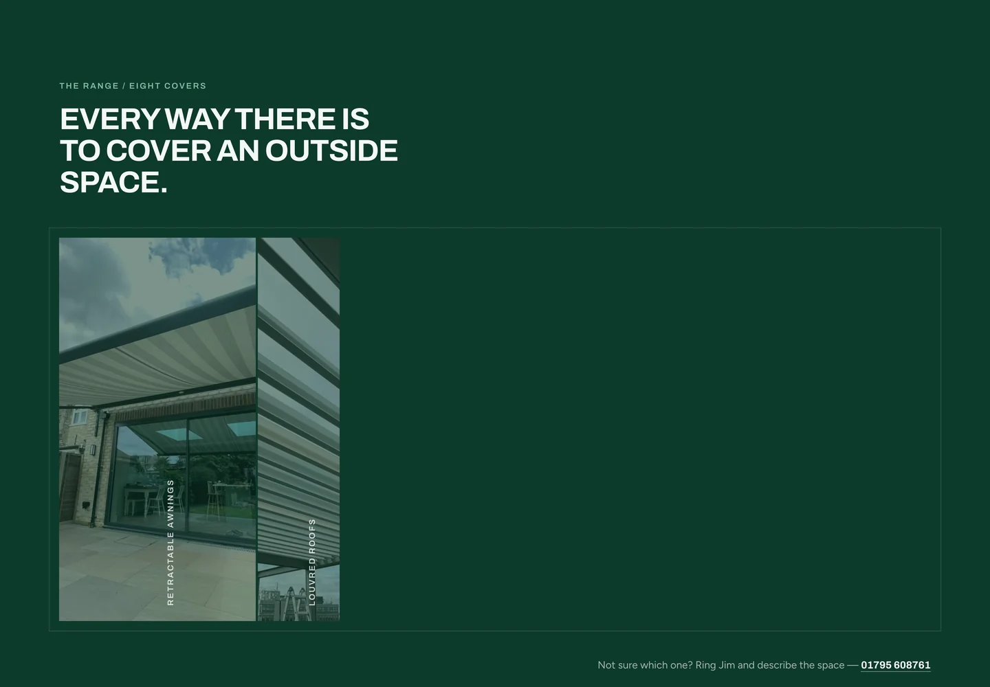 The range section on the Eclipse Awnings website showing retractable awnings, louvred roofs, glass verandas and the other covers with what each one does